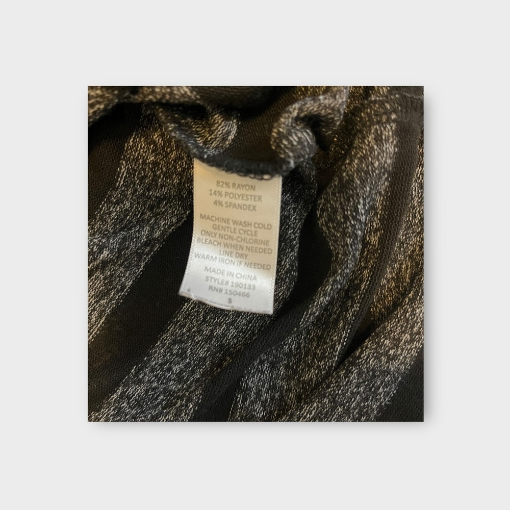 MIX by 41 Hawthorn Black Grey Striped Boat Neck 3/4 Sleeve Top Small 190133 - Picture 6 of 9